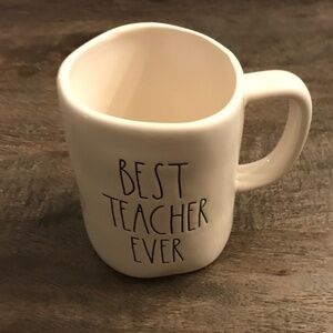 Rae Dunn white BEST TEACHER EVER mug.